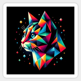 Colorful Geometric Cat – Abstract Polygon Animal Artwork Sticker